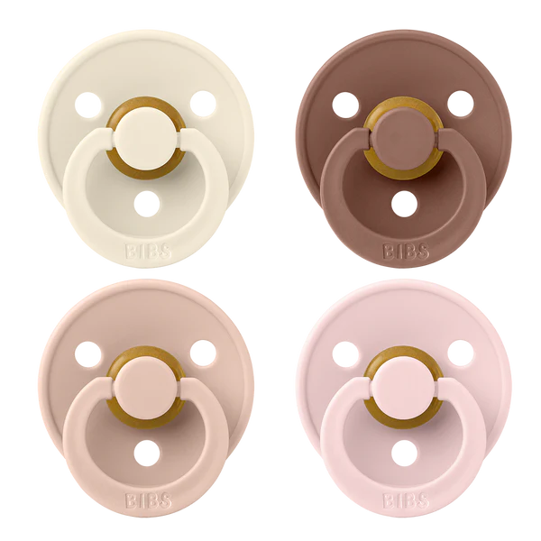Bibs Colour 4 PACK Pacifiers - Ivory/Blush/Woodchuck/Blossom 0-6 Months