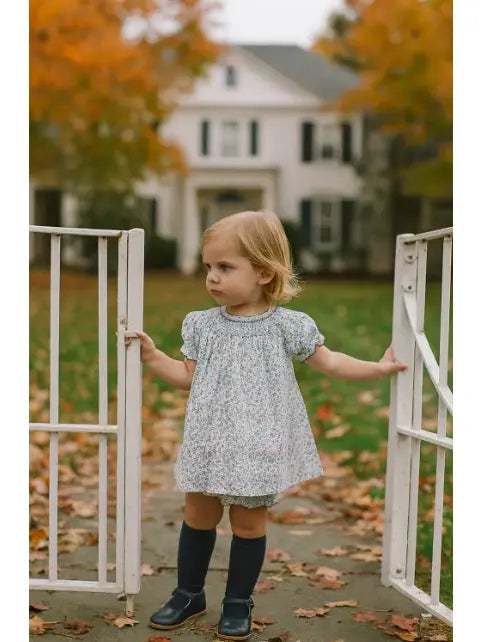 Marco & Lizzy Blue Floral Hand Smocked Girls Bishop Ariana and Drew