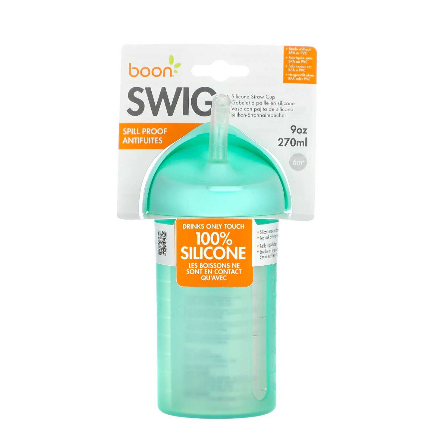 Boon Swig Toddler Silicone Straw Cup (Mint)