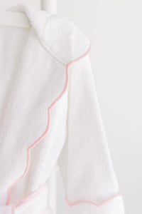 Terry Tots Bathrobe in White with Pink Stripe Trim 2T