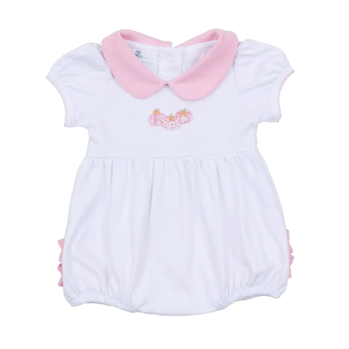 Magnolia Baby Precious Pumpkins Collared Ruffle Short Sleeve Bubble - Pink