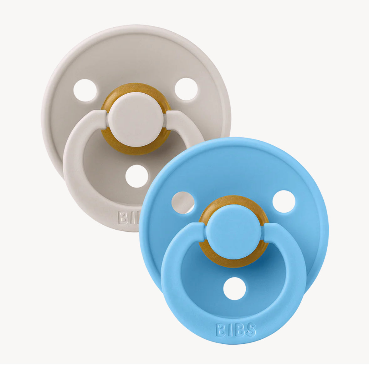 Bibs Pacifiers Colour Collection | Natural Rubber Baby Pacifier |  6+ Months (Pack of 2) | Mushroom/Breeze