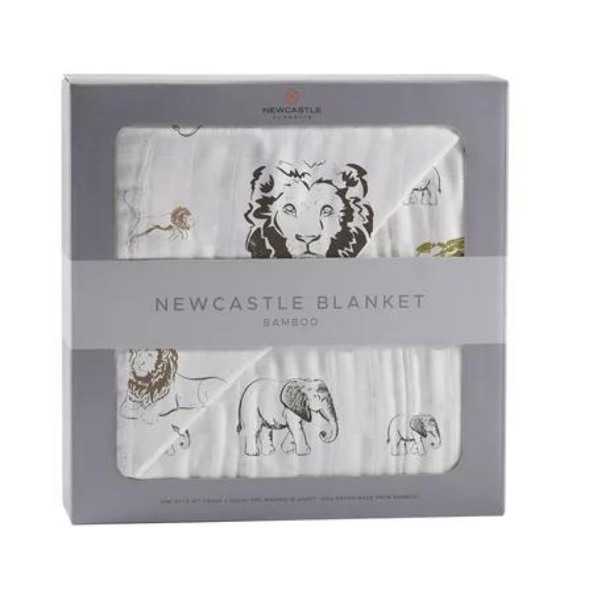Newcastle Classics Hear Me Roar Lion and Rhinos and Elephants Bamboo Blanket