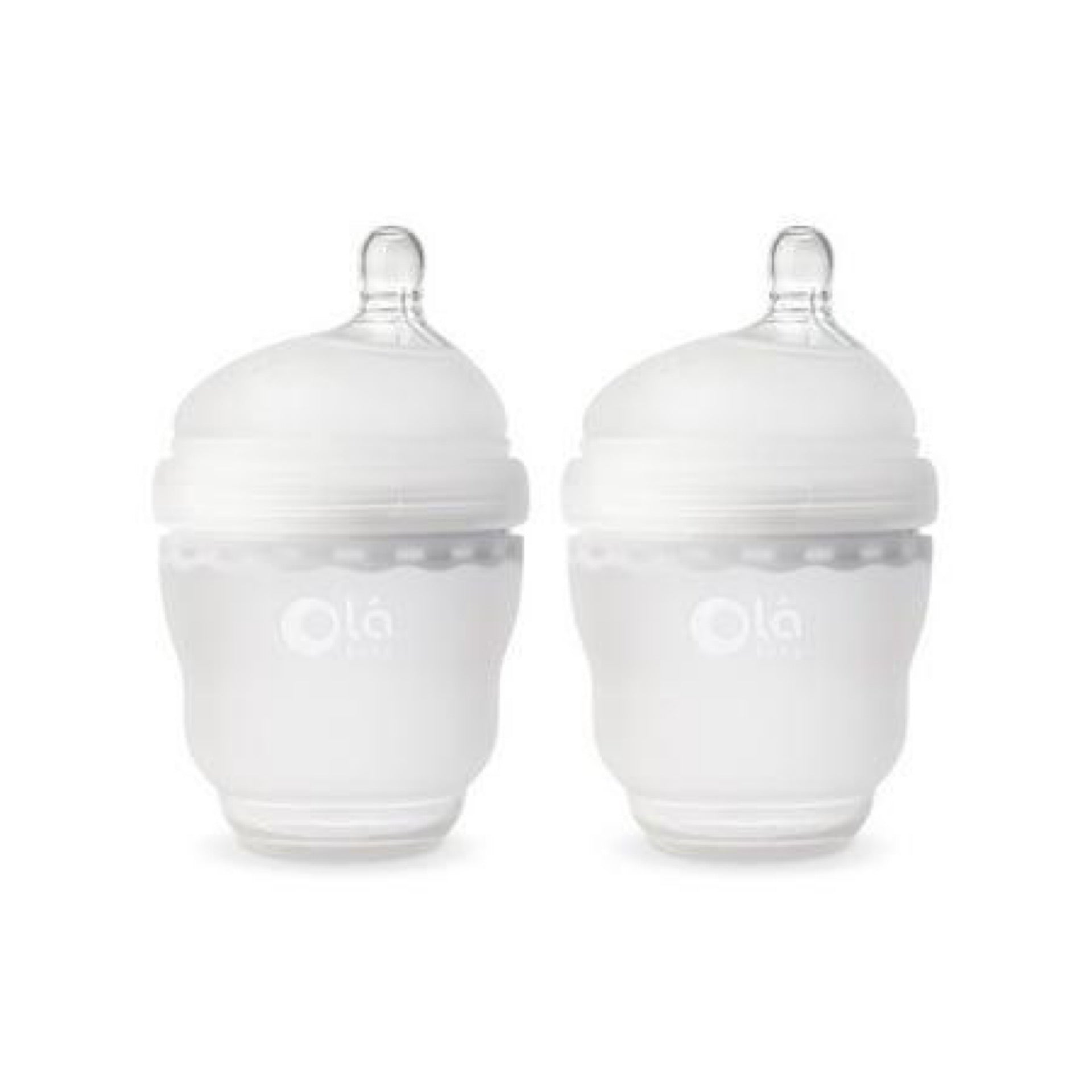 Olababy Gentle Silicone Baby Bottles 2 Piece Set in Frost (4 oz )