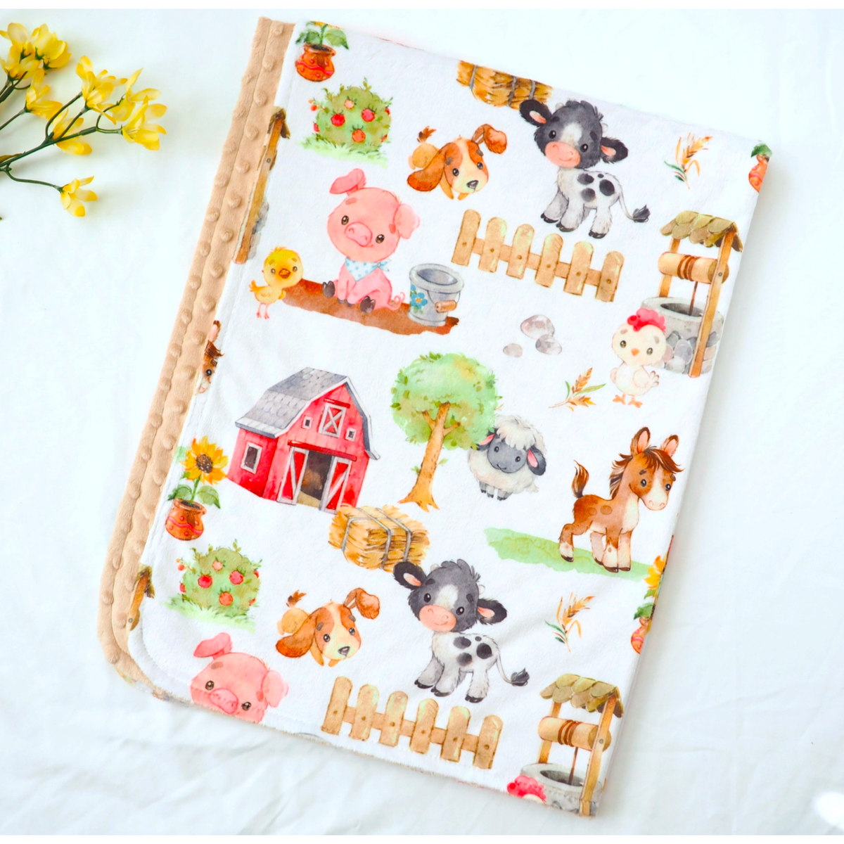 Honey Lemonade Minky Blanket (Farm Animals)