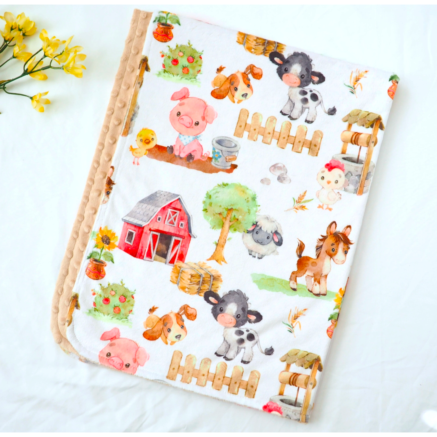 Honey Lemonade Minky Blanket (Farm Animals)