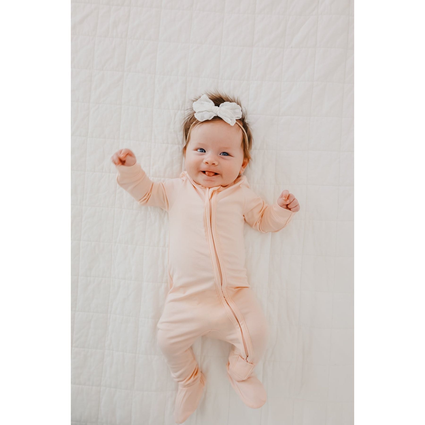 Copper Pearl Zip-Up Footie in Blush