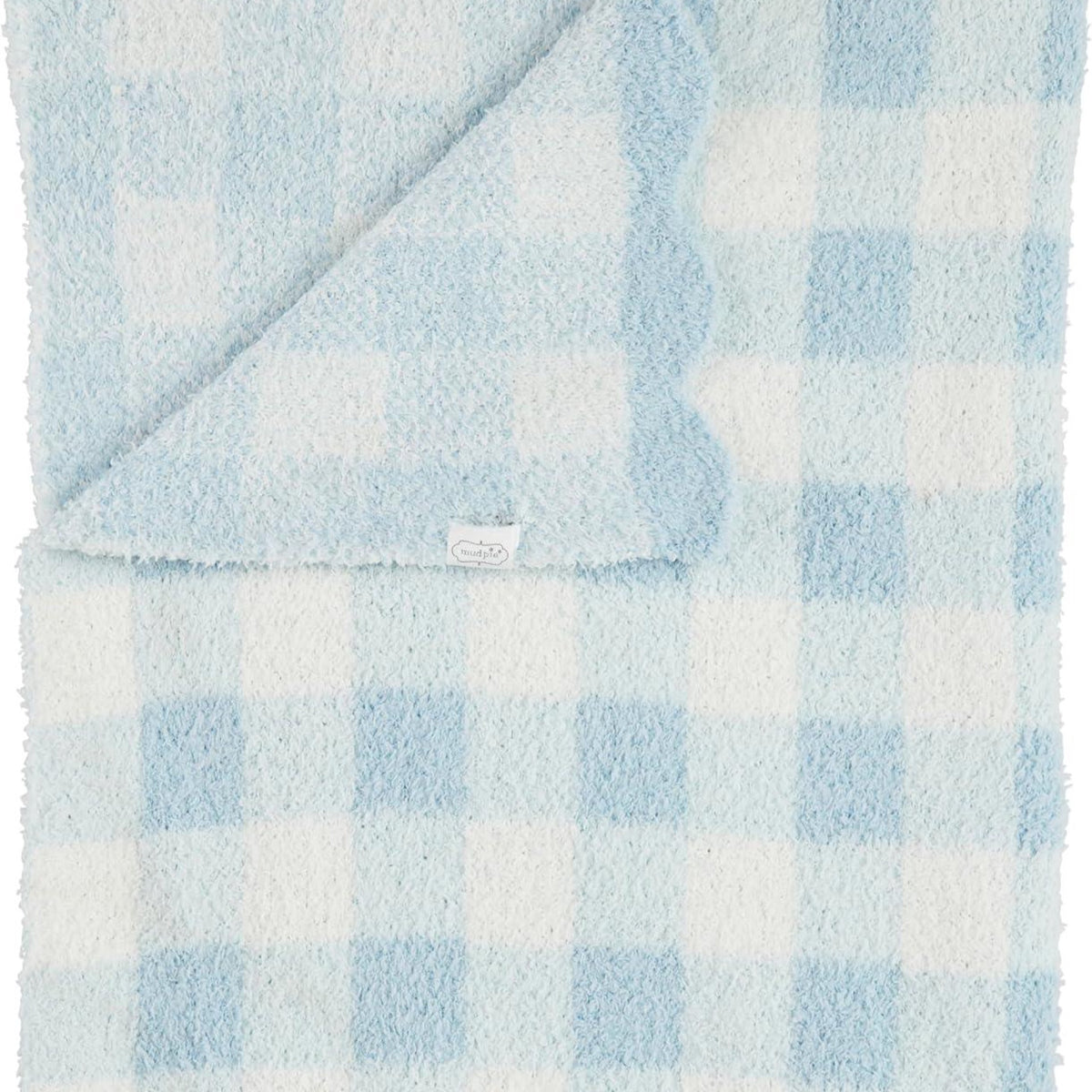 Mud Pie Blue Gingham Chenille Blanket