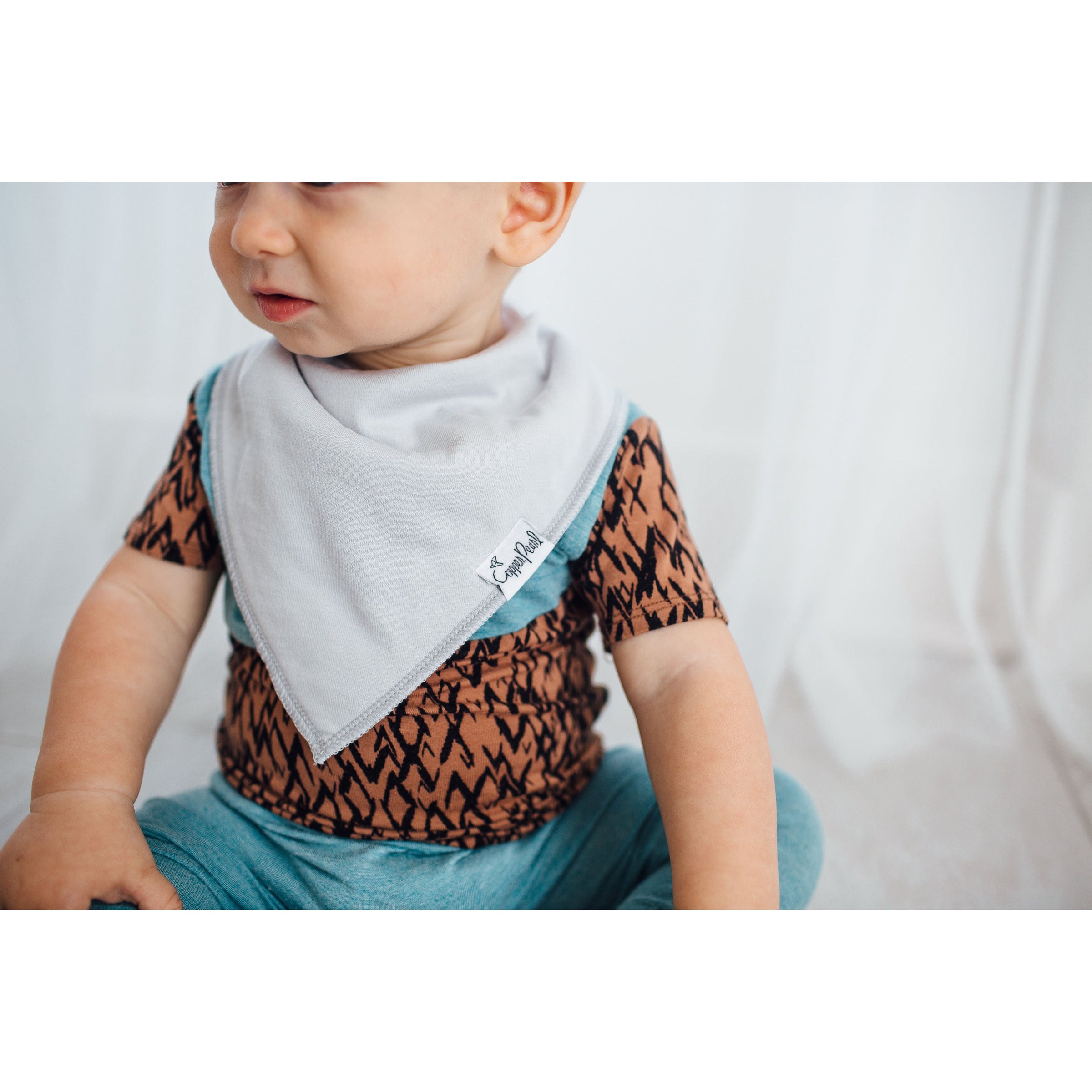 Copper Pearl Set of 4 Bandana Bibs (Basic Grey)