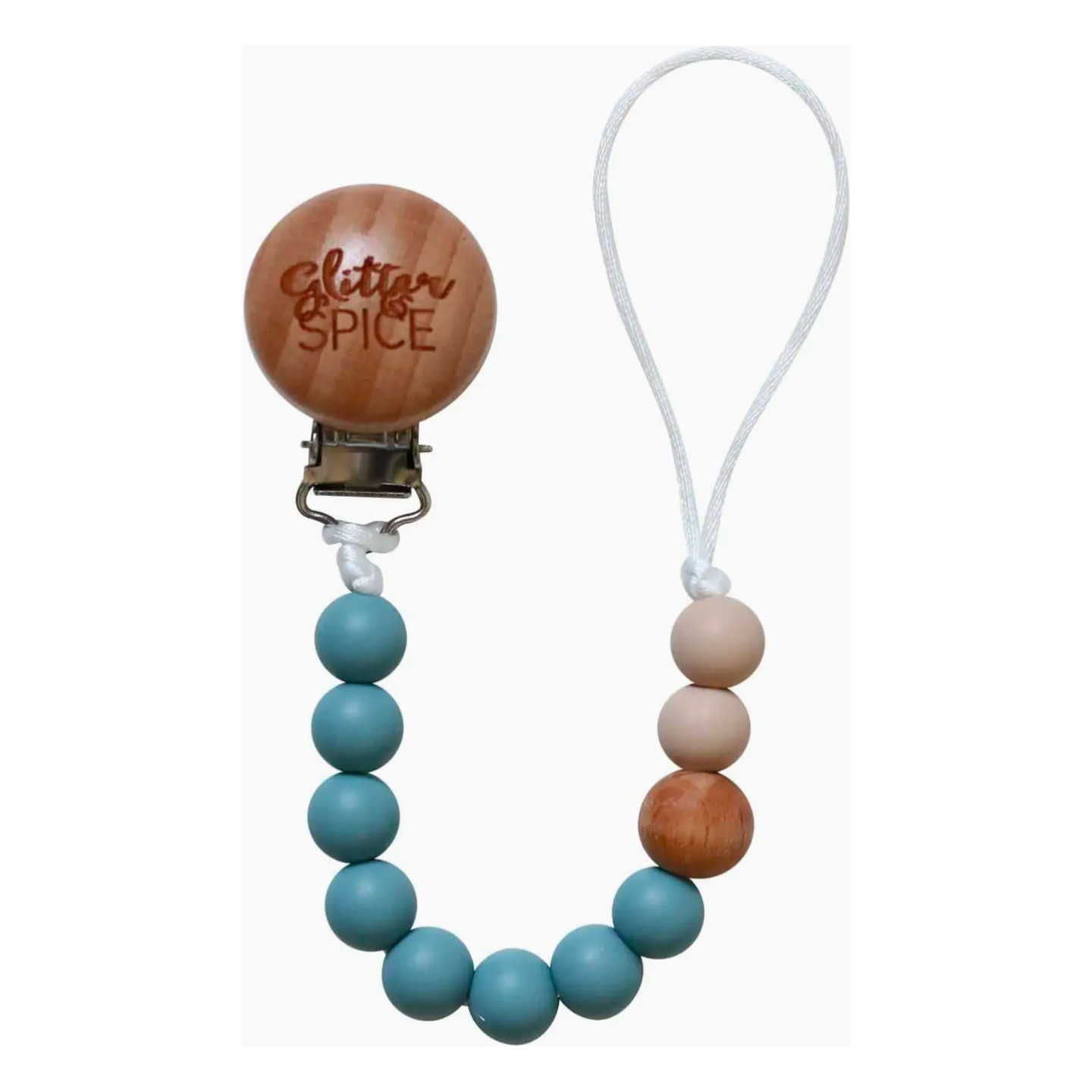 Glitter & Spice Silicone Paci Clip (Steel Blue)