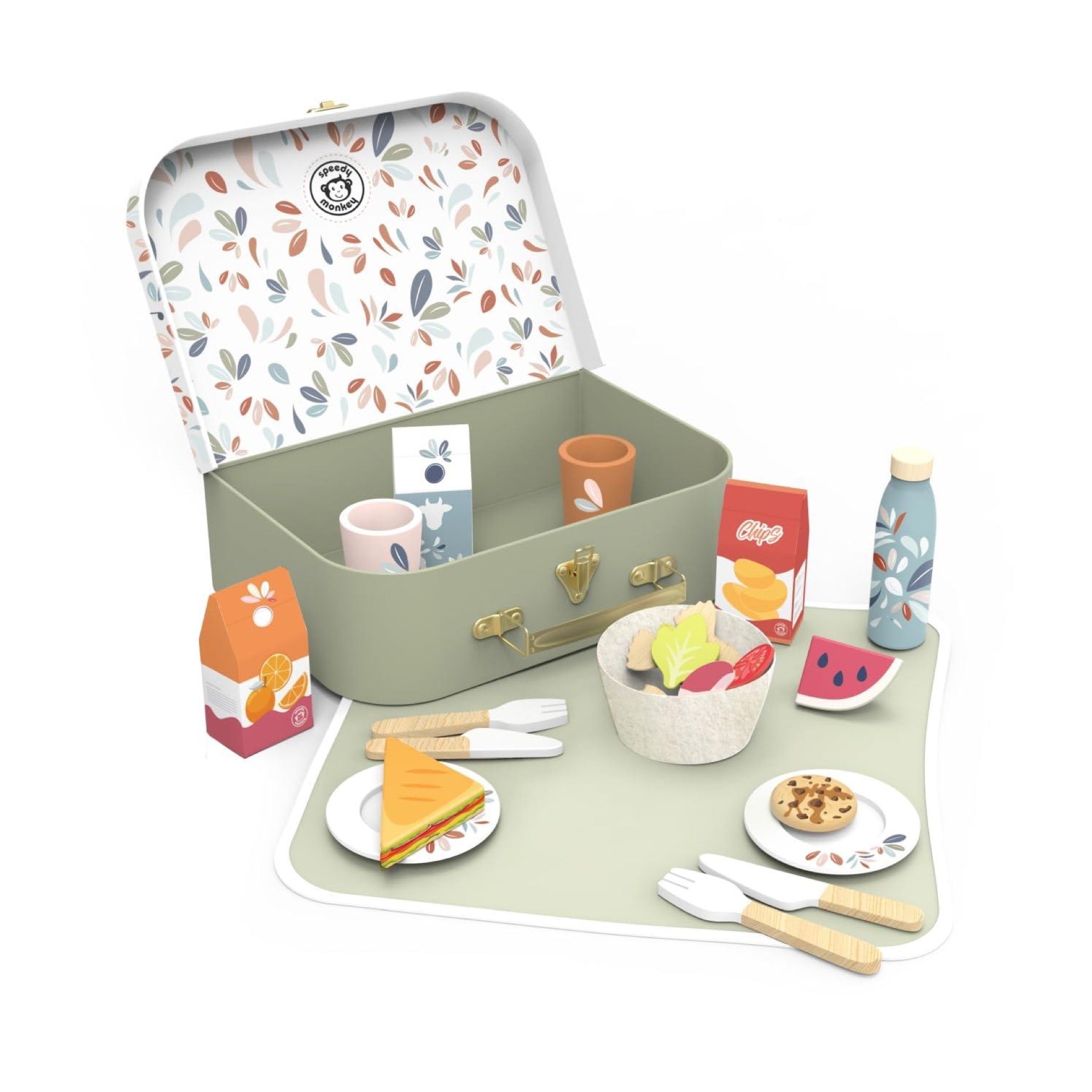 Speedy Monkey Wooden Picnic Basket