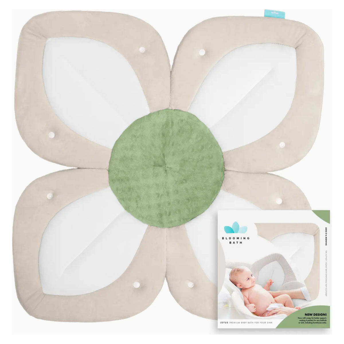 Blooming Bath Lotus Baby Bath Cushion in Cream,White&Olive