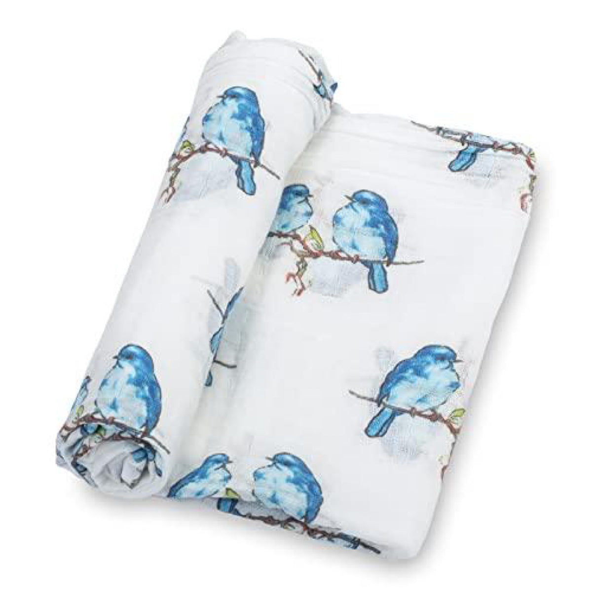 Lollybanks Swaddle Blanket | 100% Muslin Cotton | Blue Bird
