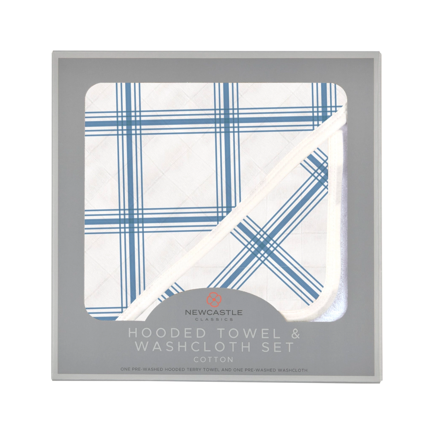 Newcastle Classics Hooded Towel Set (Blue Buffalo Check Plaid)