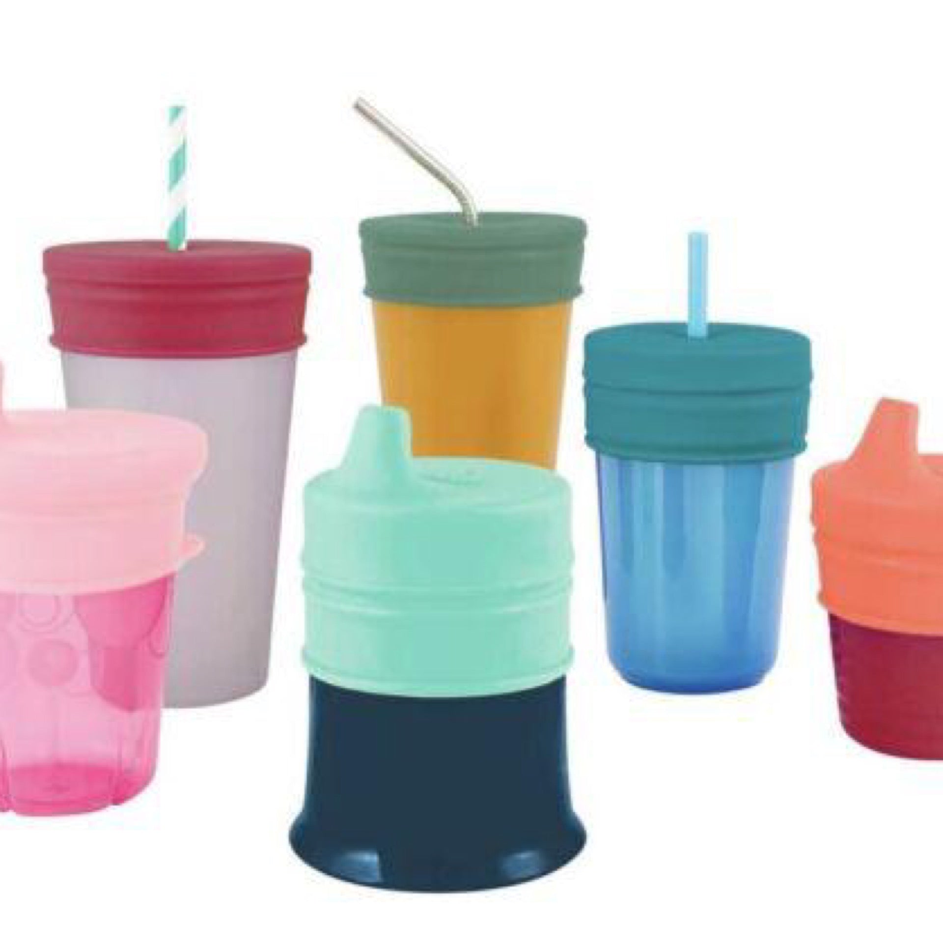 Boon Snug Spout Silicone Sippy Lids Blue 3 Pack