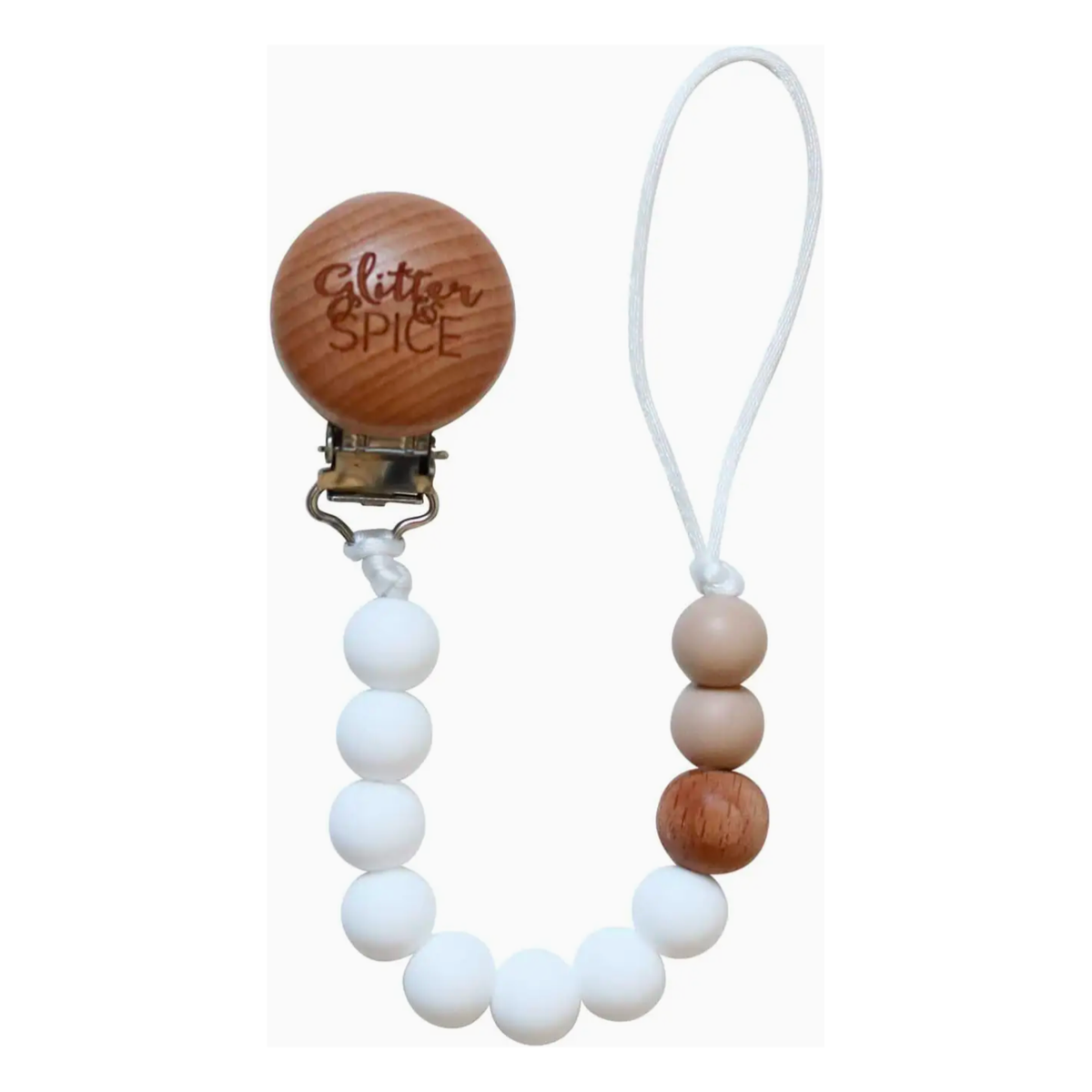 Glitter & Spice Silicone Paci Clip (Coconut)
