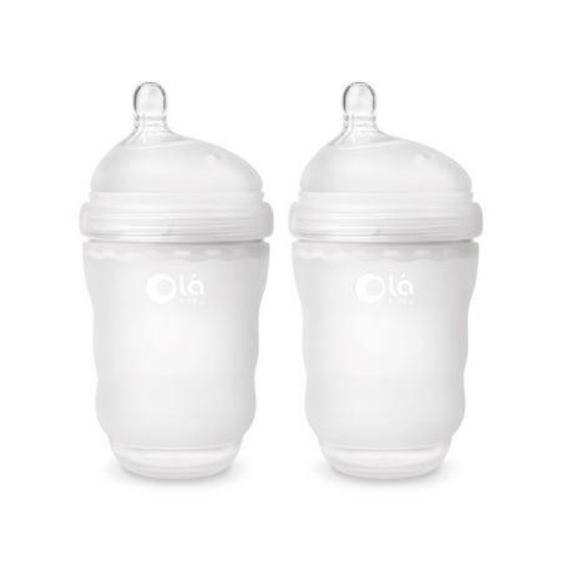 Olababy Gentle Silicone Baby Bottles 2 Piece Set in Frost (8oz )