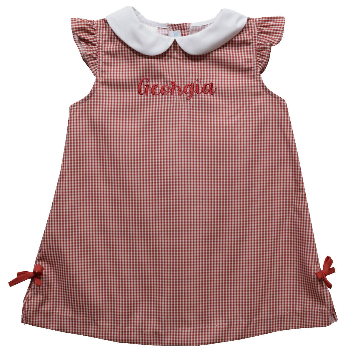 Georgia Embroidered Red Gingham A Line Dress