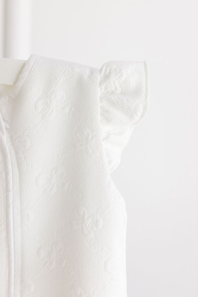 Terry Tots White Jacquard Bows Sleepsack
