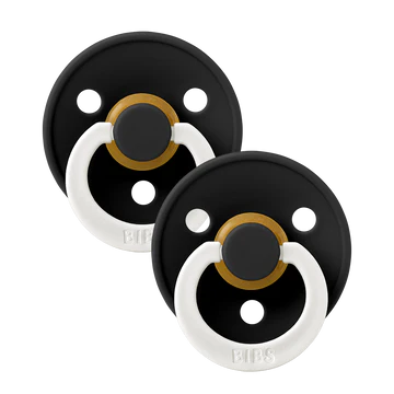 Bibs Glow Colour Pacifier Two Pack - Black/Black Size Two