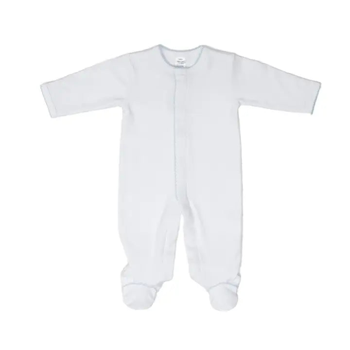 The Oaks Farrah White w/ Lt Blue Moonstitch Pima Cotton Footies