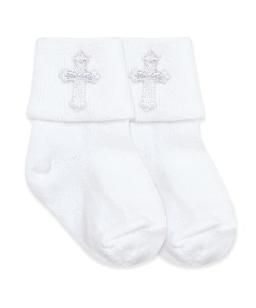 Jefferies Socks Smooth Toe Christening Turn Cuff Socks- White, Newborn