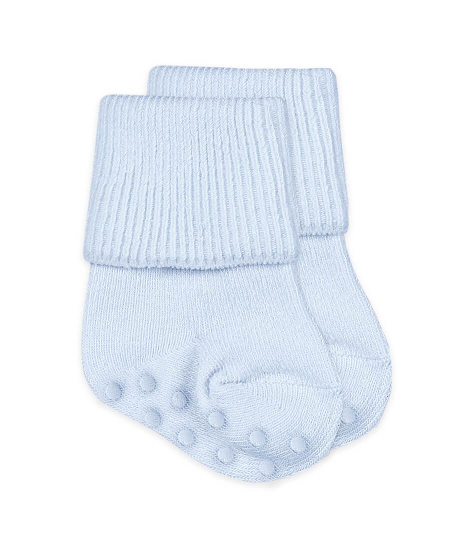 Jefferies Socks Non-Skid Smooth Toe Organic Cotton Turn Cuff- Infant Light Blue