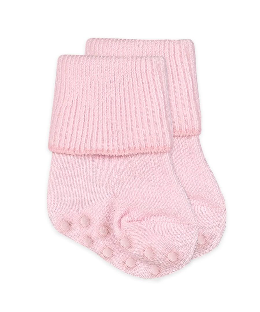 Jefferies Socks Non-Skid Smooth Toe Organic Cotton Turn Cuff- Infant Light Pink