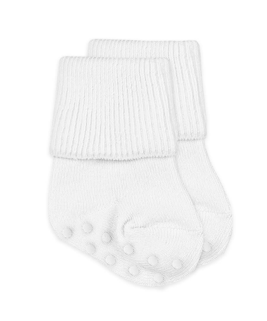 Jefferies Socks Non-Skid Smooth Toe Organic Cotton Turn Cuff- Infant White