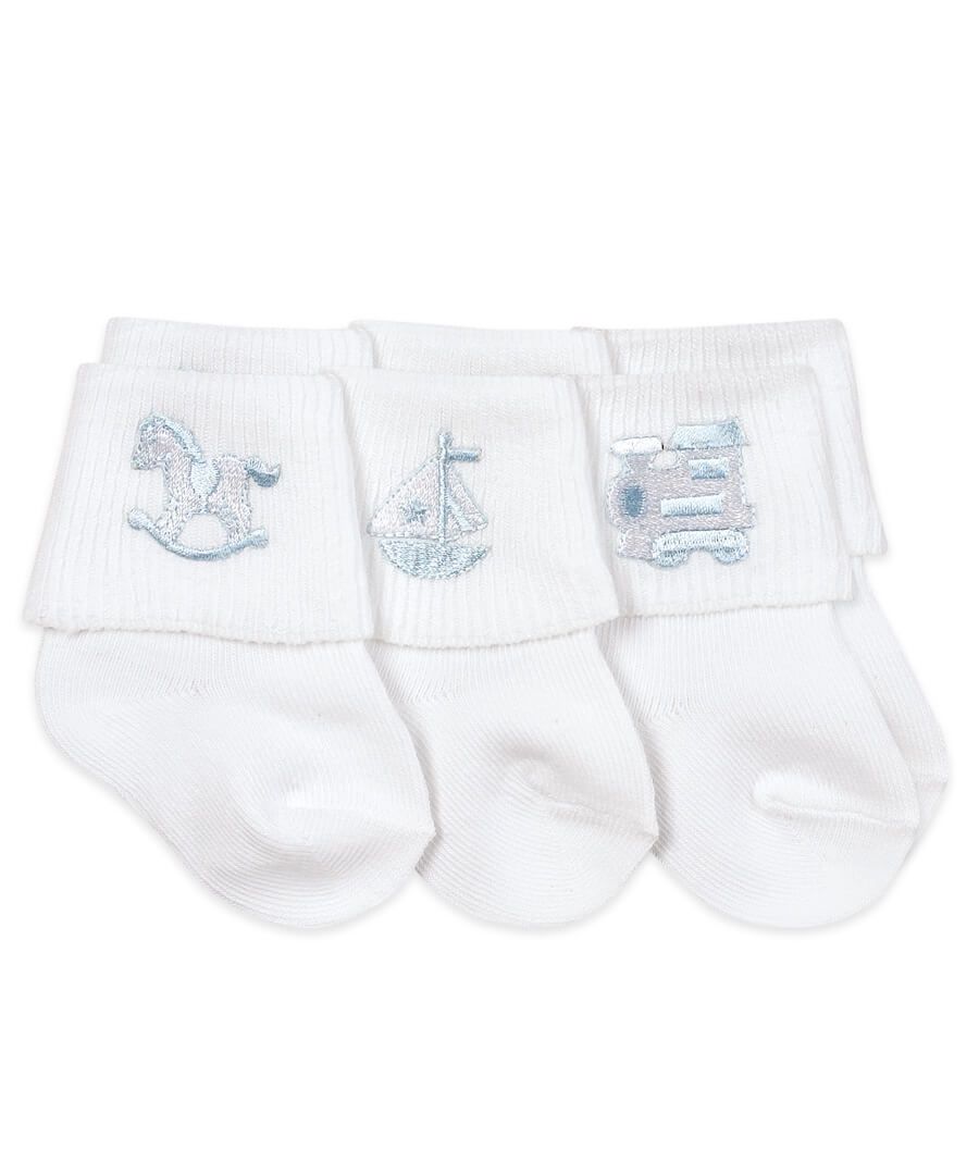 Jefferies Socks Baby Boy Applique Collection Turn Cuff Socks 3 Pair Pack- Newborn