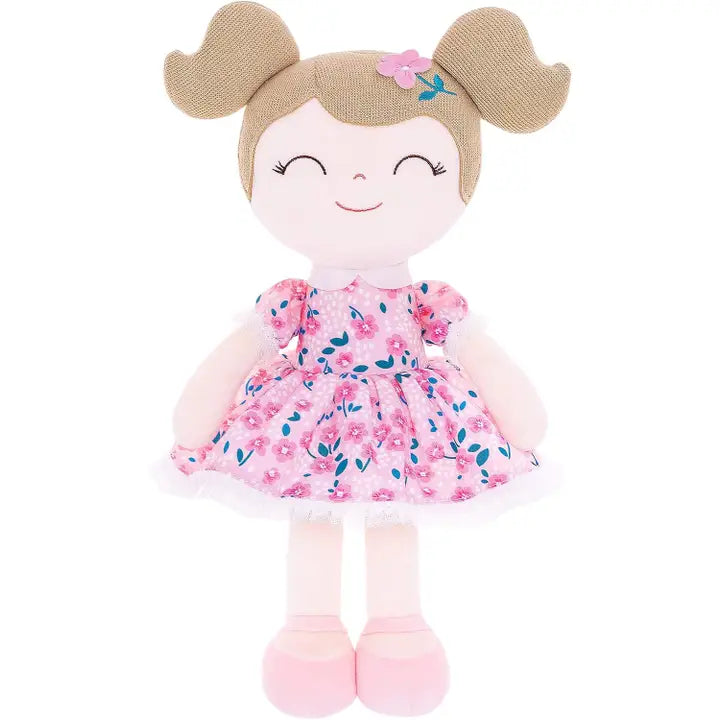Tiny Tots Rose Stem Floral Plush Doll with Light Brown Hair