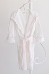 Terry Tots Bathrobe in White with Pink Stripe Trim 2T