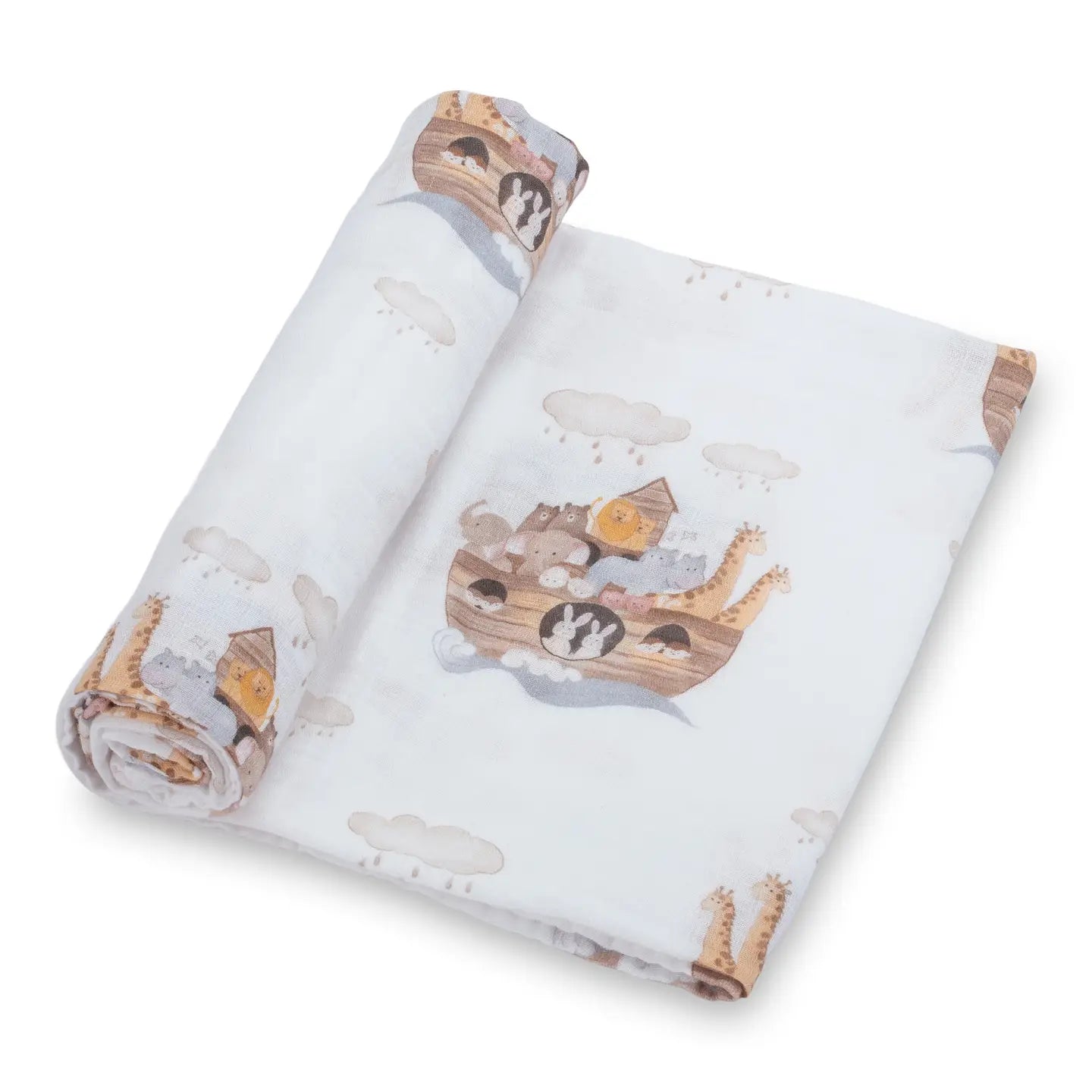 Lolly Bank Noah's Ark Baby Muslin Swaddle Blanket