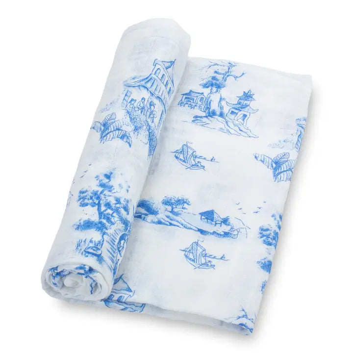 Lolly Banks Cotton Muslim Swaddle Blanket (Chinoiserie)