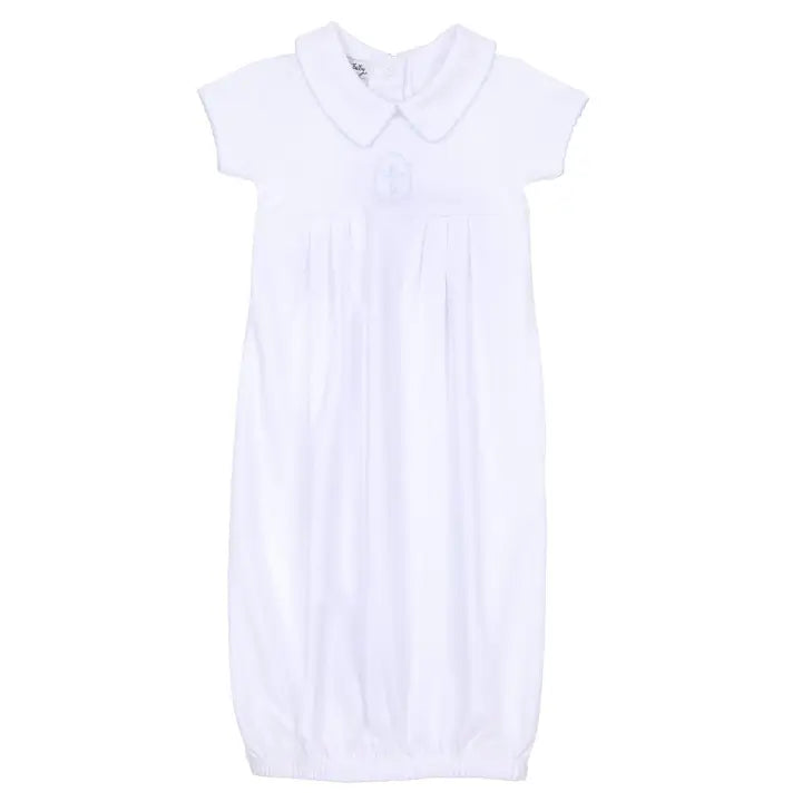 Magnolia Baby Blessed Embroidered Collared Short Sleeve Gown