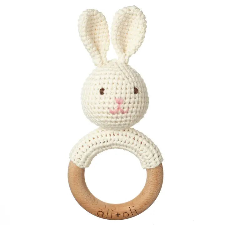 Ali+Oli Crochet Bunny Teething Toy Rattle