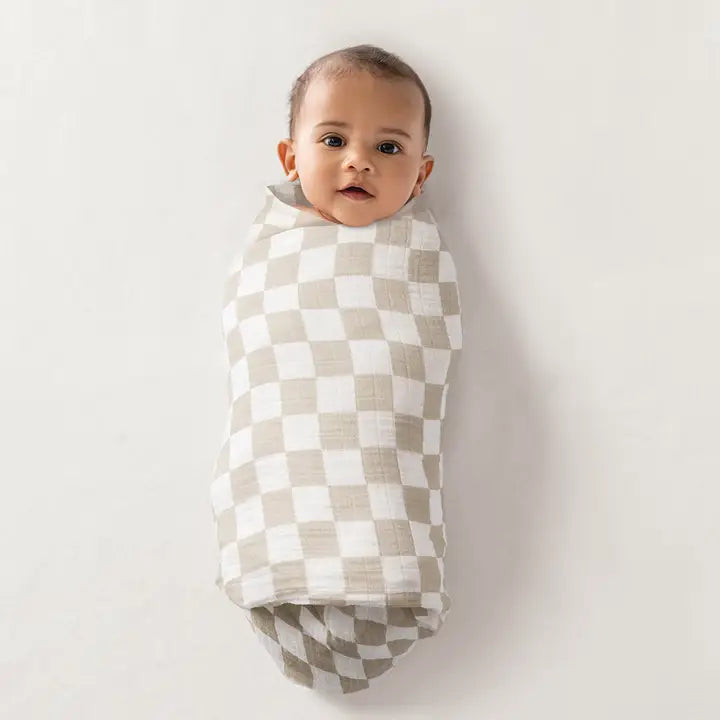 Itzy Ritzy Breastfeeding Boss Multi-use Blanket  (Taupe Checkerboard)