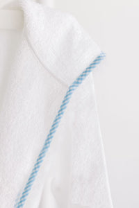 Terry Tots Bathrobe in White with Blue Gingham 2T