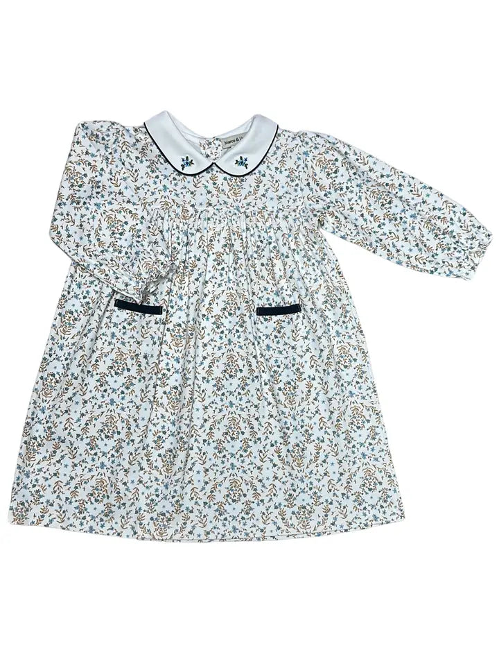 Marxo & Lizzy Fall Blue Dainty Flowers Float Girl's Dress