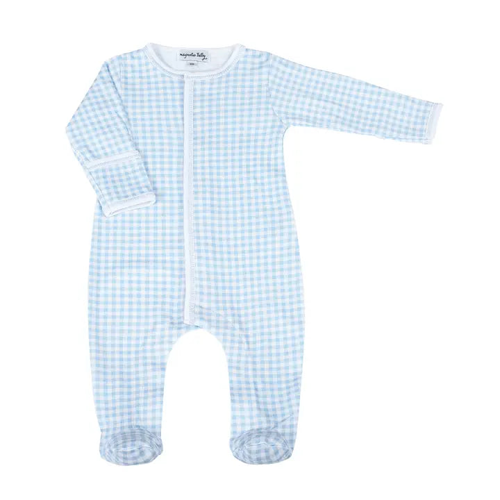 Magnolia Baby Mini Checks Footie - Blue