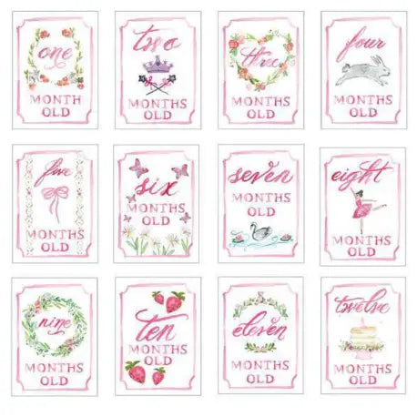 Monthly Milestone Card Set-Pink