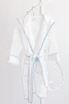 Terry Tots Bathrobe in White with Blue Gingham 2T
