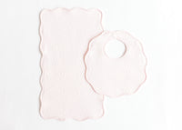 Terry Tots Bib & Burp Set in Pink Jacquard Bows