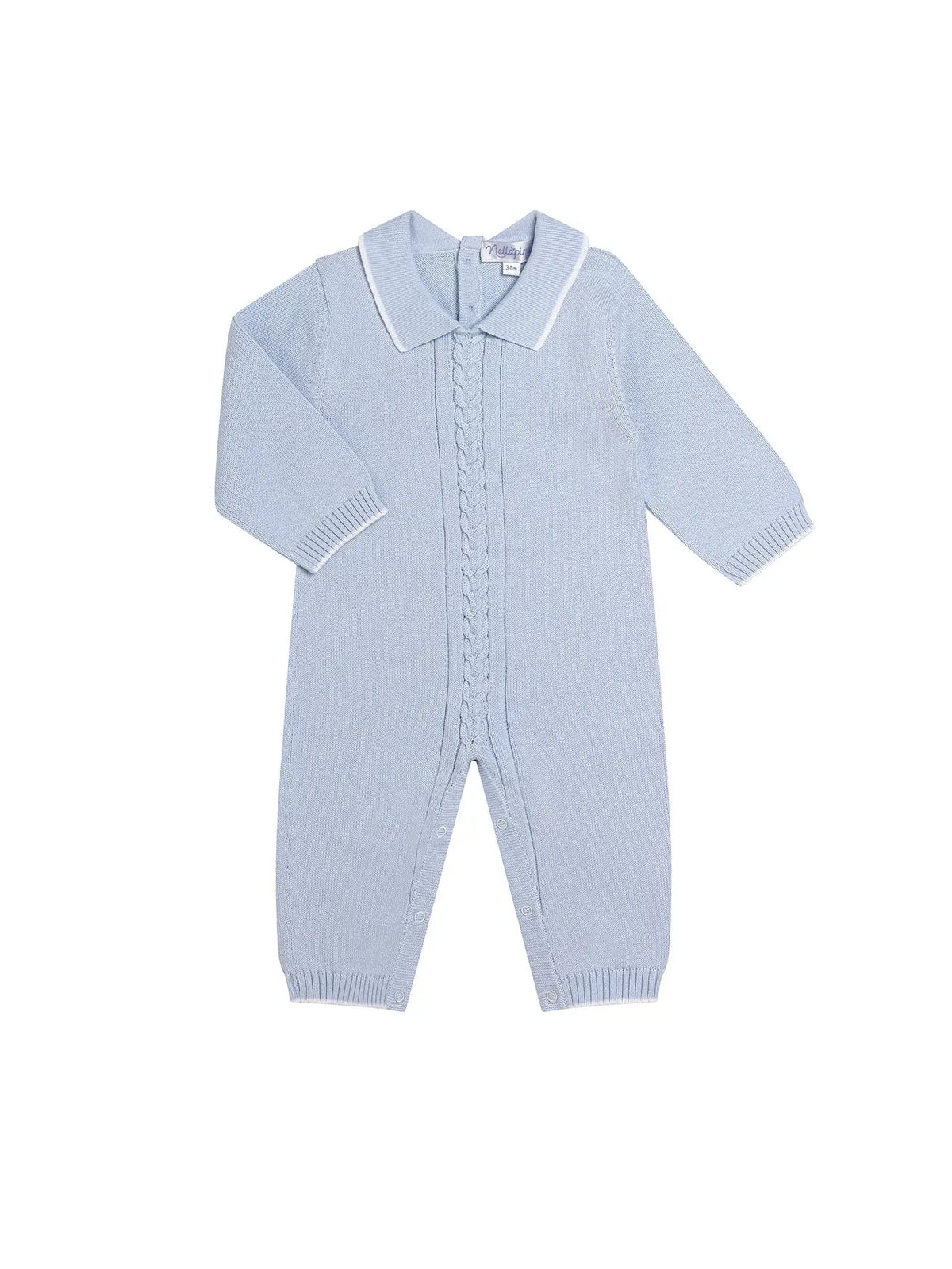 Nellapima Cable Knit Bodysuit- Baby Blue 0-3 Months