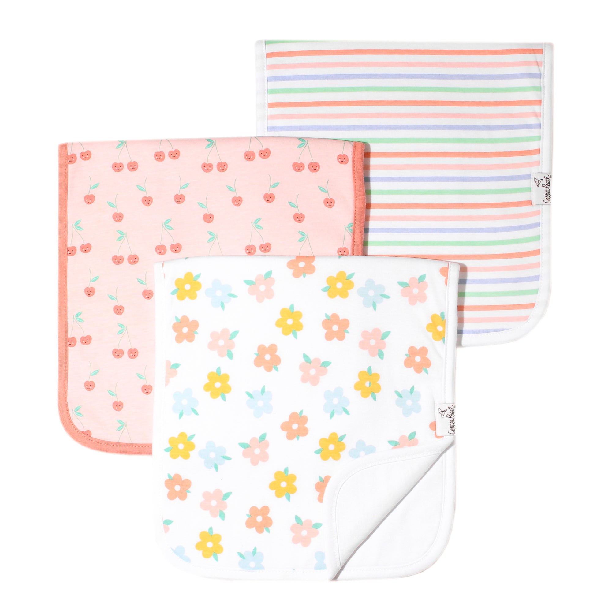 Copper Pearl Burp Cloths-Cheery