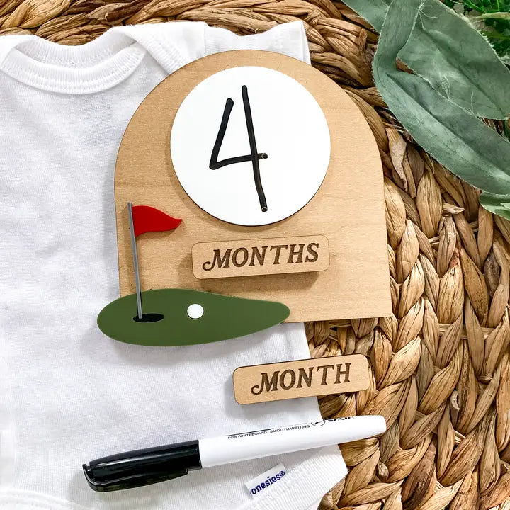 Dry Erase Monthly Milestone Sign - Golf