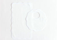 Terry Tots Bib & Burp Set in White Jacquard Bows