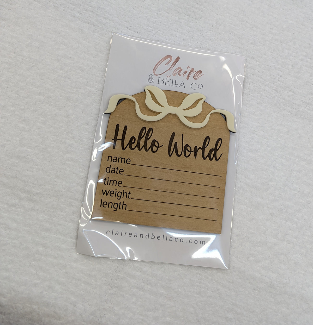 Claire and Bella-Hello World Bow Sign-Ivory
