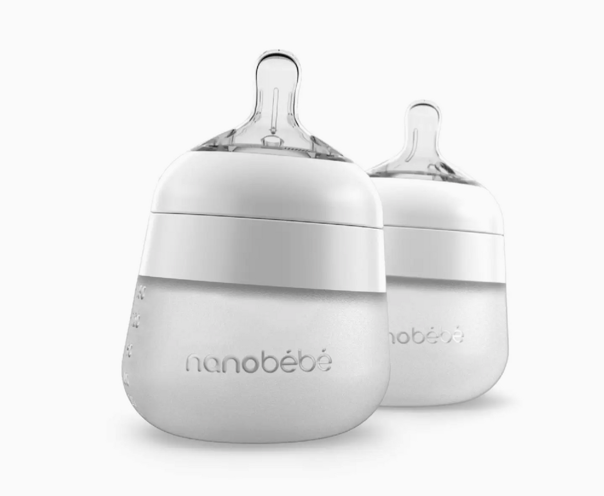 Nanobebe Silicone Bottles 5oz-White