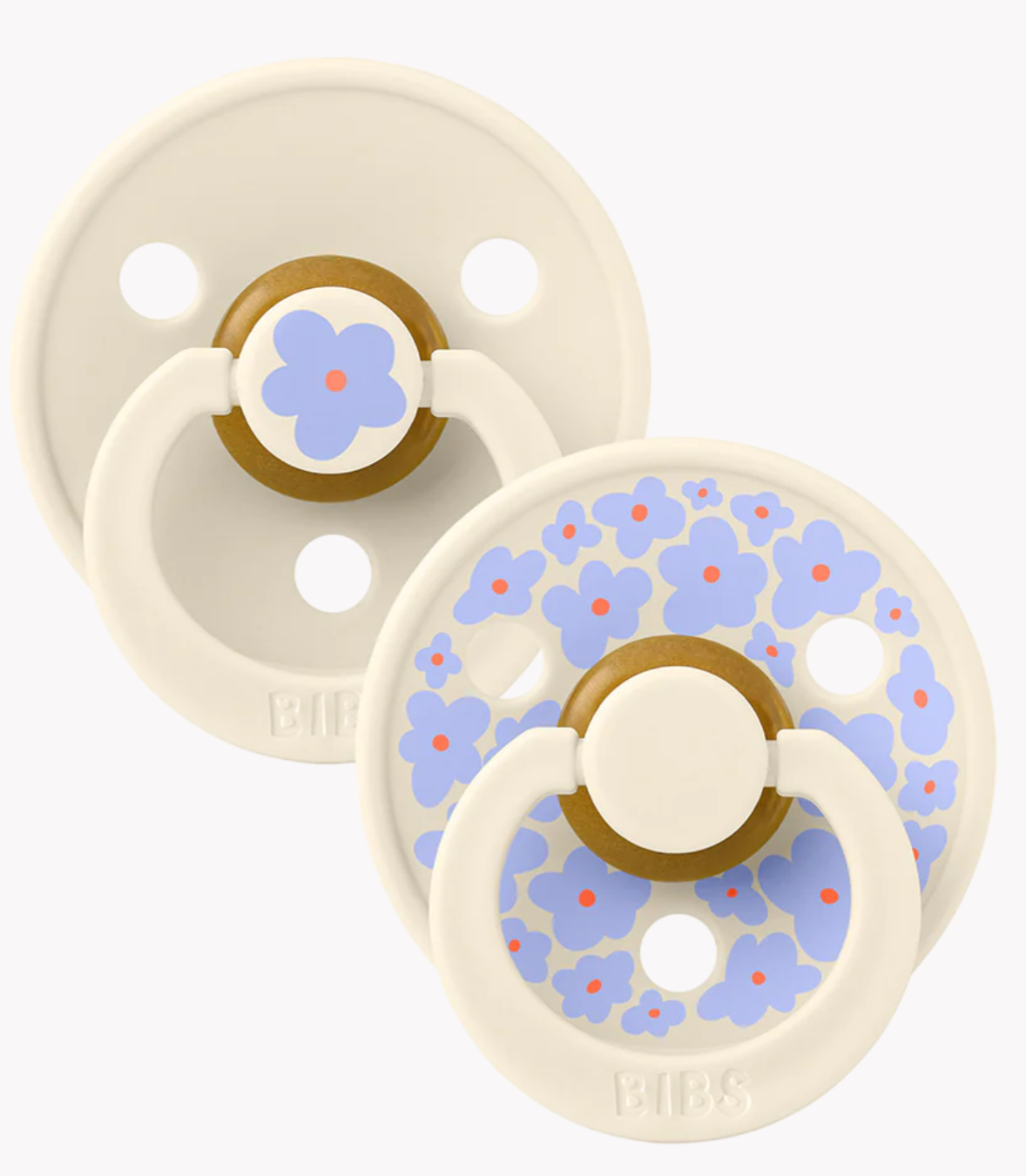 Bibs World Studio Collection-Colour Round Natural Rubber Pacifiers-Jasmine/Ivory Mix Size 2